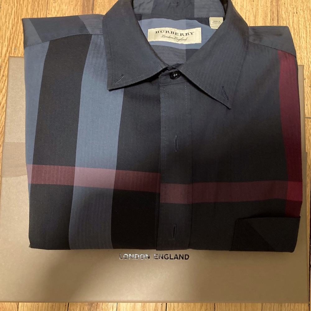 Mens Burberry Plaid Long Sleeve Shirt